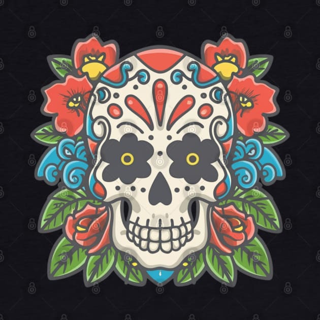 Floral Skull tattoo art by Goku Creations